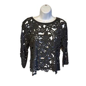 O.c. floral eyelet sheer zip back woold blend top size S
